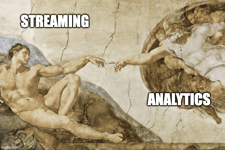 Illustration from Kafka Summit London 2024 showing the industry shift from batch processing to real-time streaming